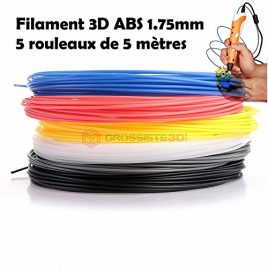 ASSORTIMENT 5 x 5 métres/pcs FILS FILAMENT ABS 1.75 MM POUR IMPRIMANTE 3D OU STYLO 3D Grossiste3D®