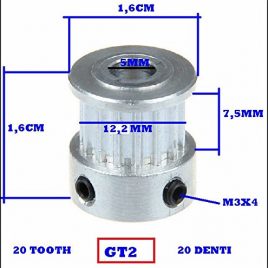 ENGRENAGE POULIE GT 2-20 DENTS POUR IMPRIMANTE 3D CNC TOOTH TIMING PULLEY.PRINTER ARDUINO