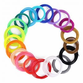 Amzdeal 3D Imprimante Filament 5M 1,75mm PLA Multicolor Recharge Paquet 16 couleurs différentes + 4 couleurs lumineuses pour Imprimante 3D stylo
