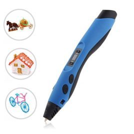 Intelligent 3D Stylo Impression 3D Stylo de Troisième Génération 3D Pen Griffonnage Stylo crayon 3D Stéréoscopic Stylo pour 3D Arts Décoratifs Dessin avec LED Display et Deux ABS Filament Cadeau Créatif Pour Enfants ou Adultes-blanc/Gris/Bleu/vert