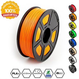 SUNLU 3D Printer Filament PLA Plus, 1.75mm PLA Filament, 3D Printing Filament Low Odor, Dimensional Accuracy +/- 0.02 mm, 2.2 LBS (1KG) Spool 3D Filament, Orange PLA+