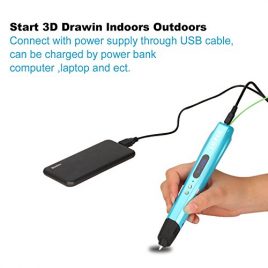 3D Stylo Impression Stéréoscopic Printing 3D Dessin Doodle Pen with EU Adapter + Free PLA Supplies(2M*3Couleurs) pour Enfants ou Adultes Compatible avec 1,75 mm ABS et PLA – Bleu