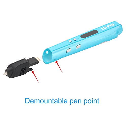 2M*3Couleurs pour Enfants ou Adultes Compatible avec 1,75 mm ABS et PLA Free PLA Supplies Bleu Stylo 3D Impression St/ér/éoscopic Printing 3D Dessin Doodle Pen with EU Adapter