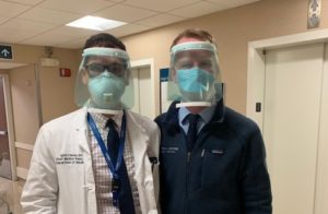 Face shield worn by doctors at Hartford Hospital