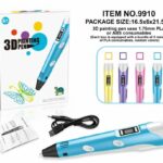 Stylo De Dessin D'impression 3D, Crayon Electronique Peinture Stéréographique ,Charge USB 5M Filament PLA Φ1,75 mm Enfant 7-14 Ans Bleu
