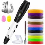 Stylo 3D + PLA Fliament Set, stylos 3D avec écran LCD + 12 couleurs ?1,75 mm filament 3d - total 120 pieds, cadeau de bricolage pour enfants