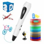 Stylo 3D, ensemble de stylos 3D professionnels, stylo d'impression 3D avec écran lcd + 12 filaments pla multicolores Φ1,75 mm, cadeau pour enfants